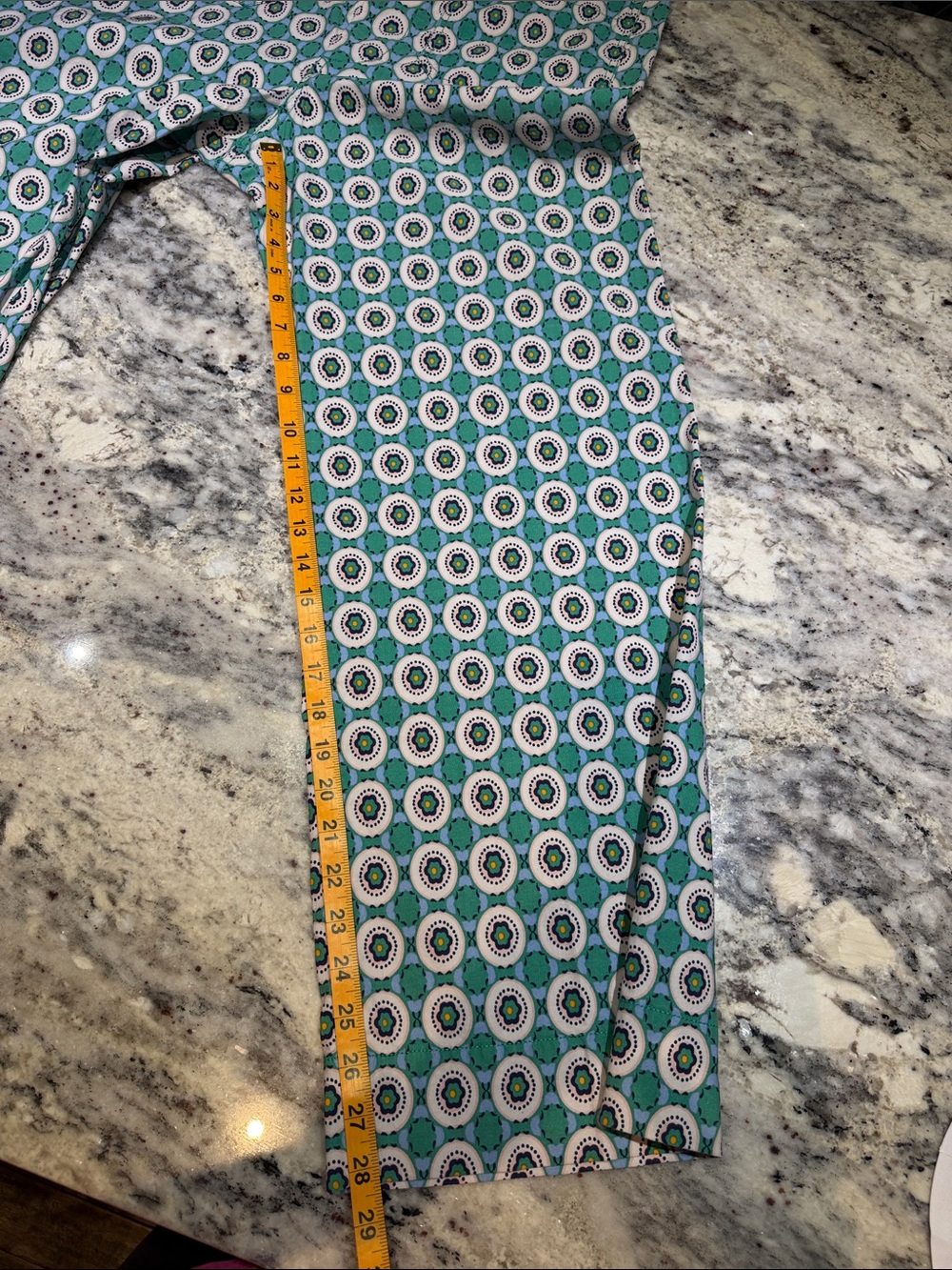 Anthropologie Maeve Colette Teal, White & Green Patterned Ankle Pants - Picture 8 of 10